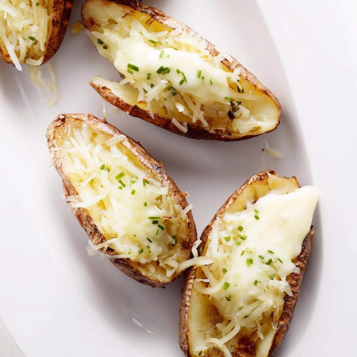 A perfectly baked The Ultimate Baked Potato with crispy skin, invitingly split and ready to be topped.