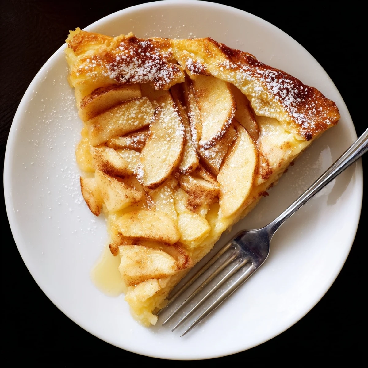 Golden German apple pancakes, perfectly cooked, drizzled with sweet maple syrup, perfect for breakfast.