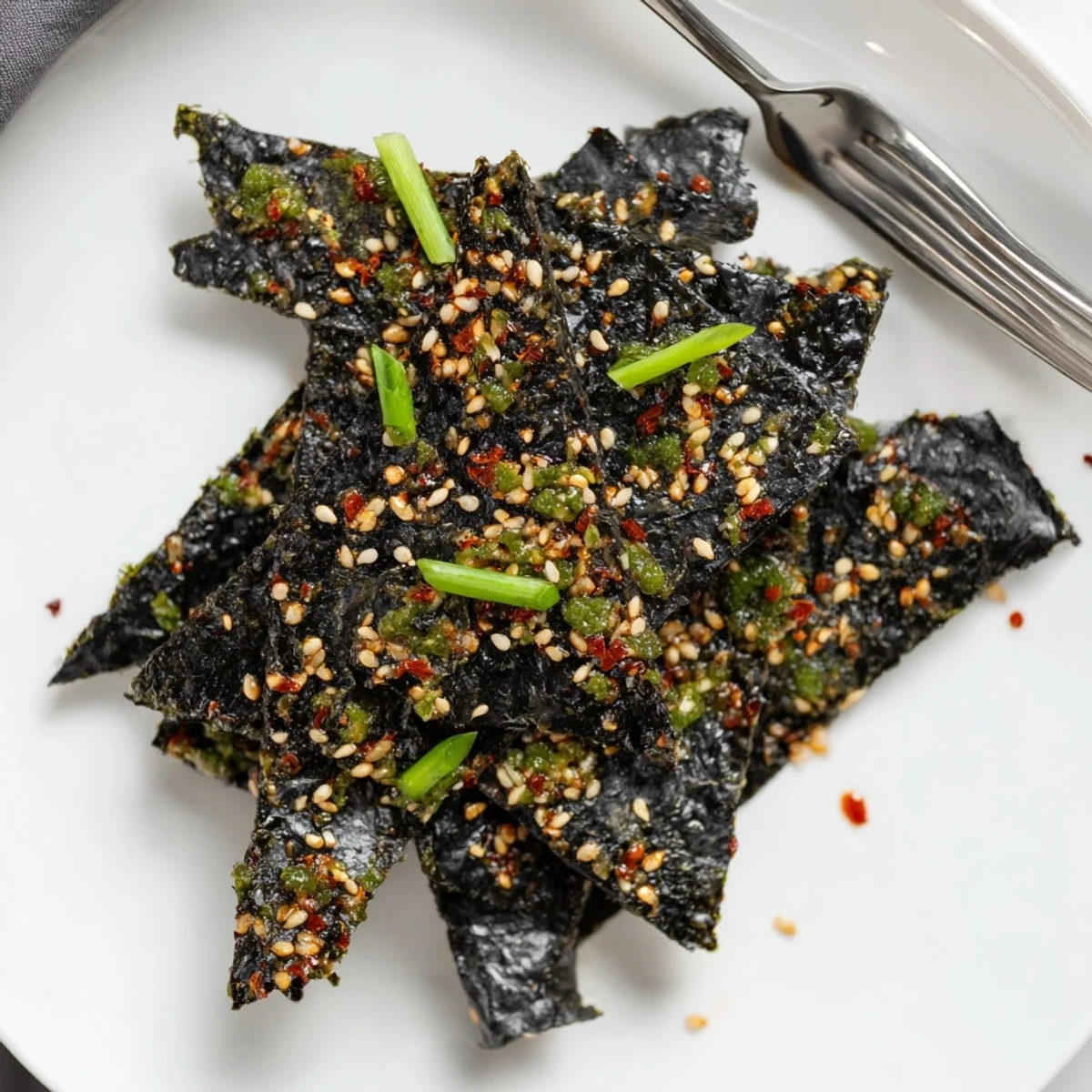 Close-up of seasoned Snacks de Vague Surf with sesame seeds, a savory and gluten-free delight.