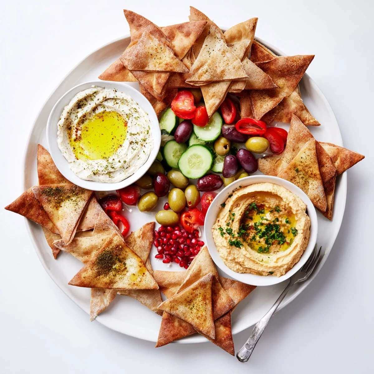 Festive Three Kings Star Pita Board with fresh dips, olives, and feta—a beautiful mezze platter ready to serve.