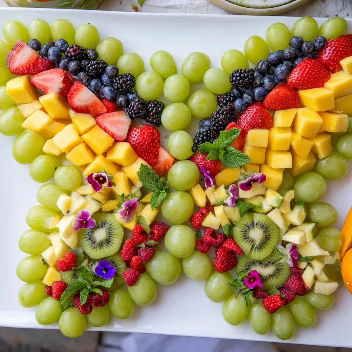 A beautiful Butterfly Garden Fruit Board, a colorful array of fresh fruit ready to enjoy.