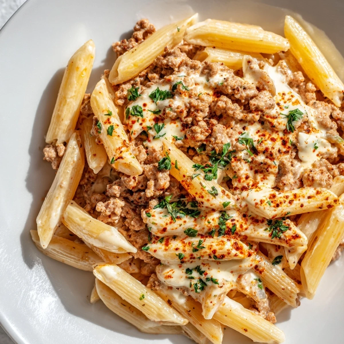 Türkische Pasta mit Hackfleisch