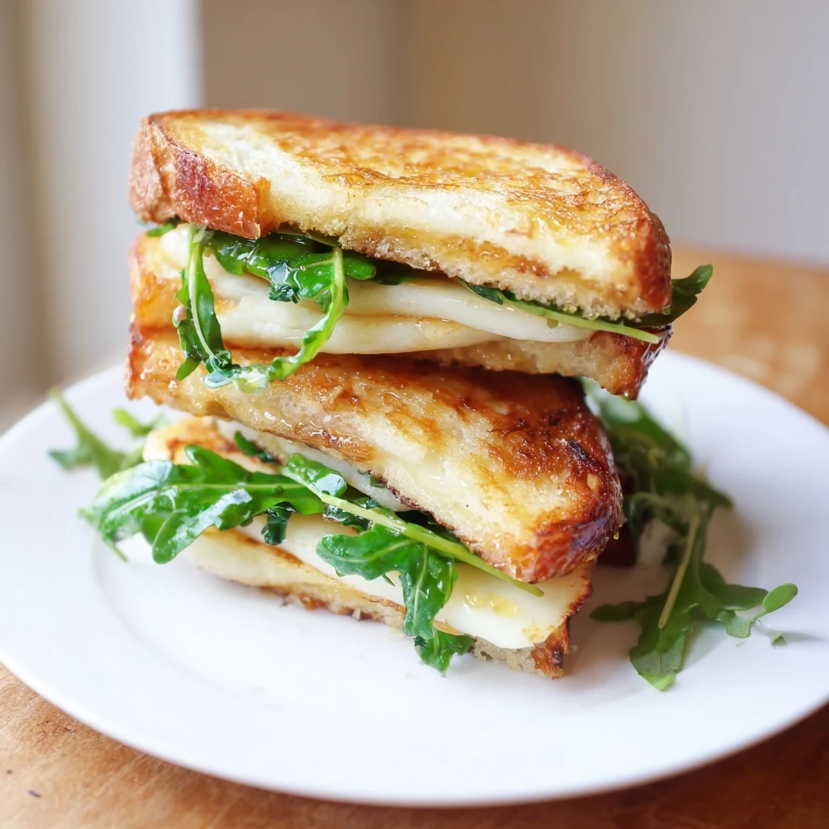 Golden-brown Crispy Halloumi Grilled Cheese, ready to be sliced, offering a perfect, melty bite.