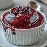 Gekühlte Black Currant Panna Cotta mit sprudelndem Sekt-Begleiter und frischen schwarzen Johannisbeeren für Sommerabende.