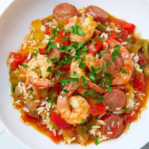 Here are three ALT texts for the Jambalaya Skillet recipe: