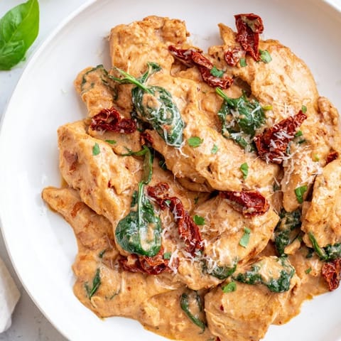 Cremige Sonnengetrocknete Huhn