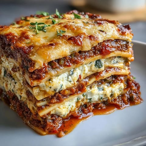 One-Pan Smoky Veggie Lentil Lasagne plated with fresh basil, ready to serve