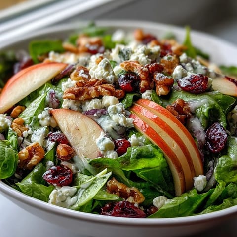 A refreshing Mixed Greens and Apple Bowl with crunchy walnuts and a tangy cider vinaigrette.