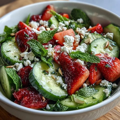 Frühling Gurken Erdbeer Salat