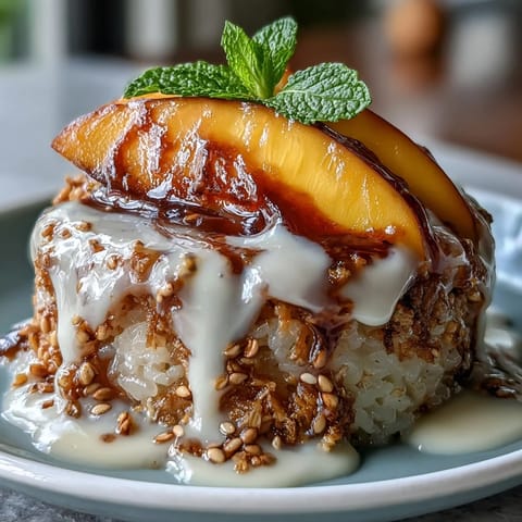 Süße Mango-Klebreis-Becher mit frischer Mango und Kokosraspeln garniert.