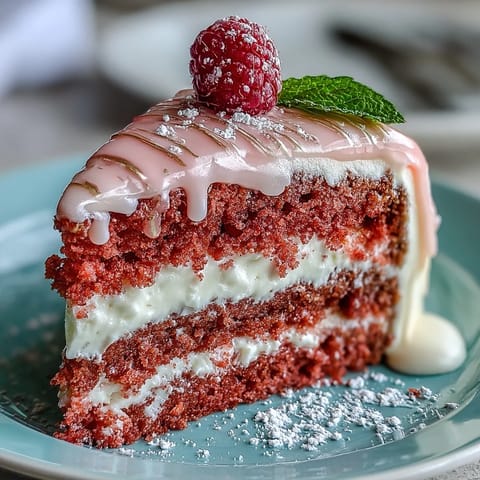 Rosé-Samt-Kuchen mit cremiger Füllung und funkelndem Gold-Drip  