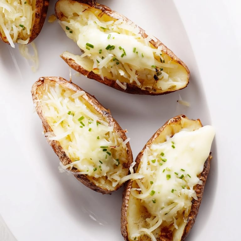 A perfectly baked The Ultimate Baked Potato with crispy skin, invitingly split and ready to be topped.
