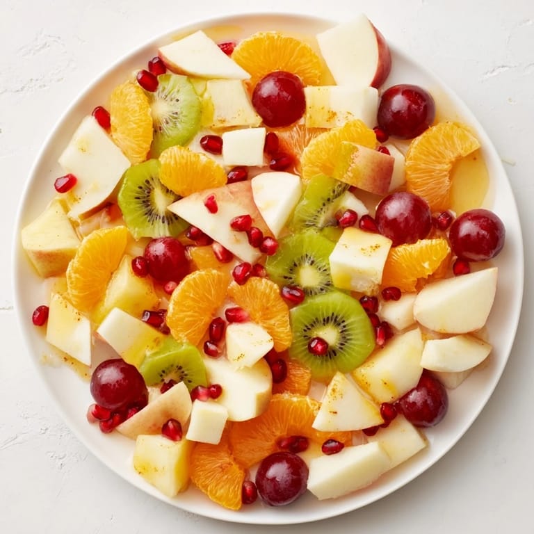 Brightly colored Snowflake Fruit Medley topped with coconut flakes, ready to serve as a festive dessert.