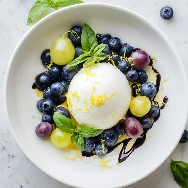 This recipe photo shows the beautiful Moonlit Lagoon, a summer salad with fresh blueberries.
