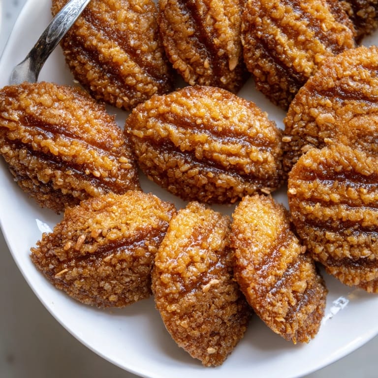 Plate of warm Tunisian Makroudh cookies, ready to eat, perfect with a mug of mint tea.