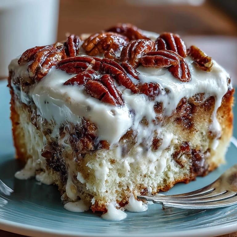 Genieße Butter Pecan Tres Leches Cake mit Vanilleeis und einem Hauch Zimt für Festtags-Appeal.
