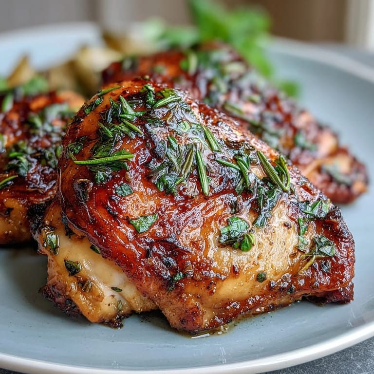 Saftiges Hühnchen mit aromatischen Kräutern und goldbraunem Wurzelgemüse, ein köstliches Blechgericht.