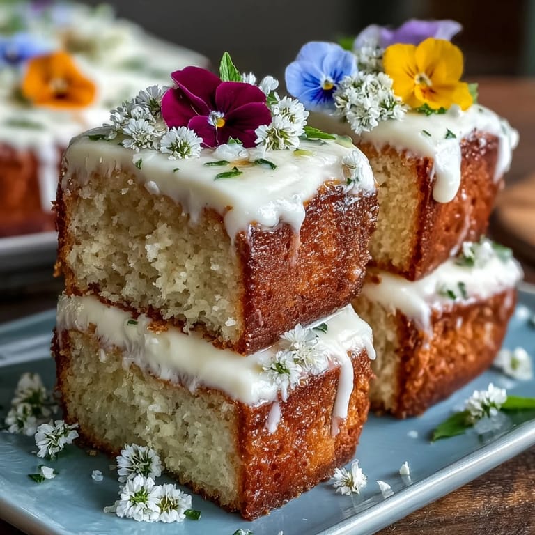 Zitronencreme-Naked Cake mit essbaren Blüten, dekoriert mit zarter Schlagsahne und farbenfrohen Blumen.