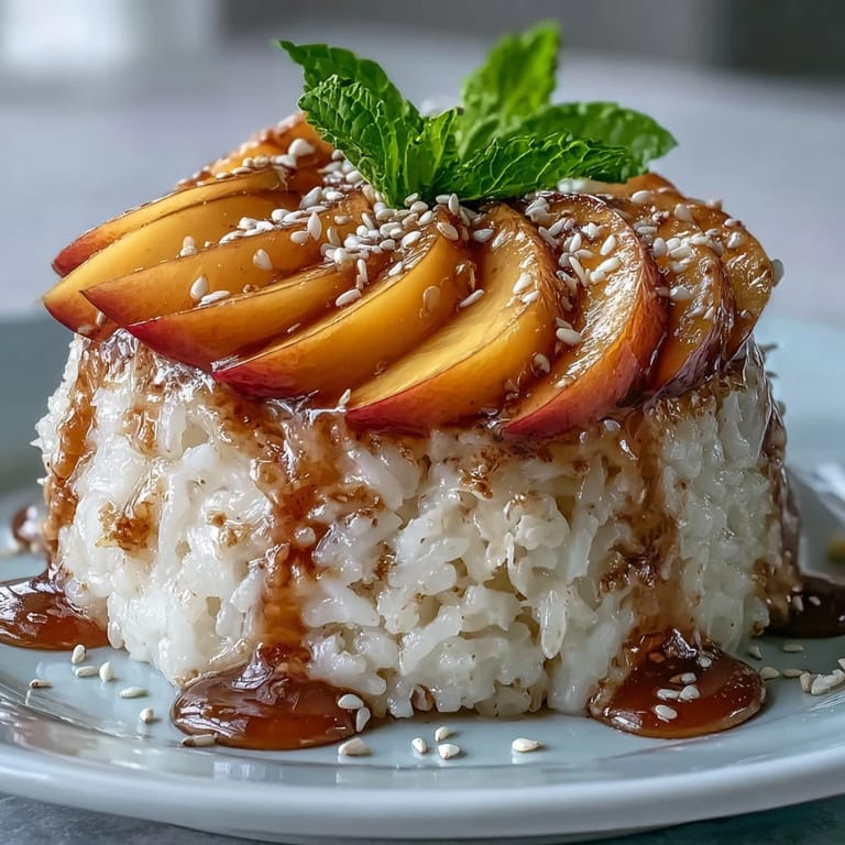 Thai-inspirierter Mango-Klebreis-Becher, perfekt garniert für ein Dessertvergnügen.