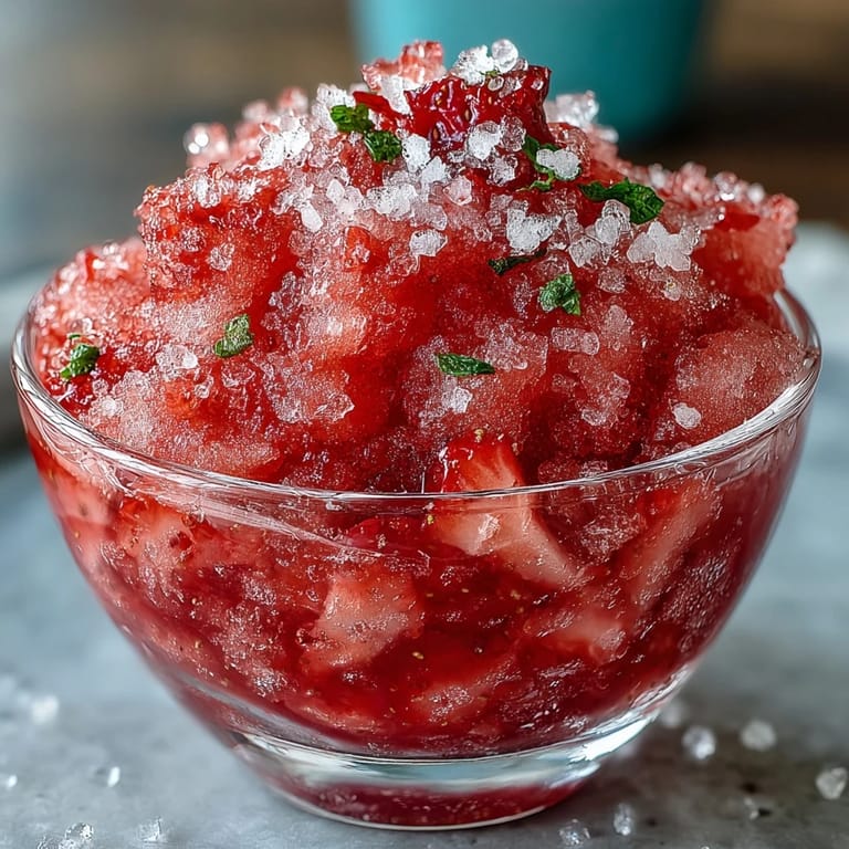 Ein himmlisch kühler, gefrorener Erdbeer-Limonaden-Slushie, bereit zum Genießen.